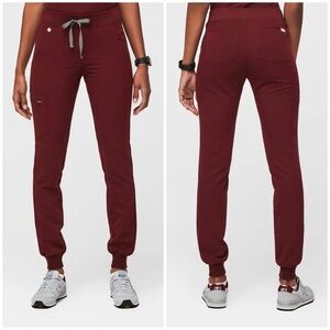 Figs Women's Zamora Scrubs Burgundy with Gray Drawstring